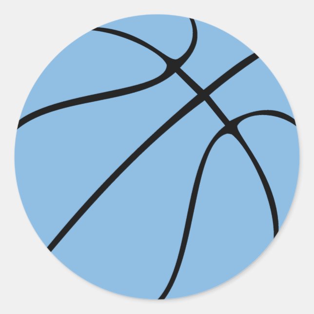 Light/Carolina Blue Basketball Party or Scrapbook Classic Round Sticker (Front)