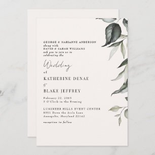 Light Champagne Botanical Foliage Wedding II Invitation