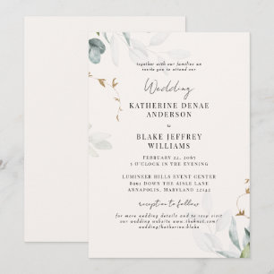 Light Champagne Botanical Website Wedding Together Invitation