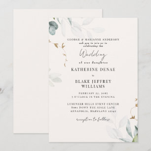 Light Champagne Botanical Wedding Invitation