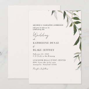 Light Champagne Greenery Wedding Invitation