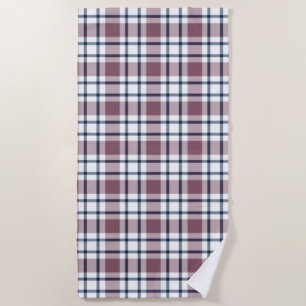 Light chequered retro pattern brown grey white beach towel