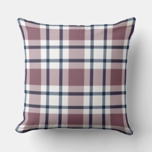 Light chequered retro pattern brown grey white throw pillow (Front)