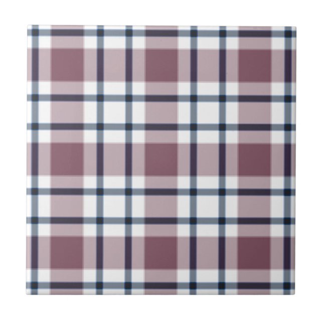 Light chequered retro pattern brown grey white tile (Front)