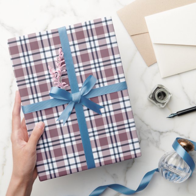 Light chequered retro pattern brown grey white wrapping paper (Gifting)