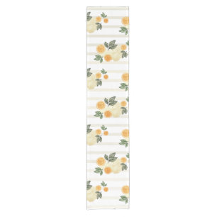 Light Citrus Oranges and Stripes  Short Table Runner