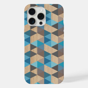 Light Classic Blue Grey Wood Polygon Art Pattern iPhone 15 Pro Max Case
