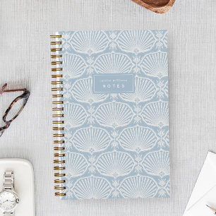 Light Coastal Blue Deco Fans Personalized Notebook