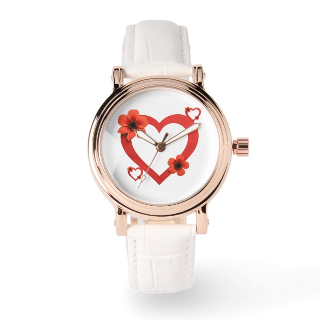 Light-Colored Wristwatch with Red Heart (Front)