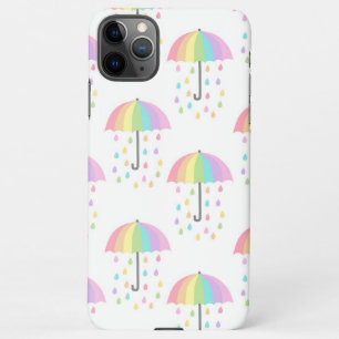 Light Colors Rainbow Umbrella Print Rain Drops iPhone 11Pro Max Case