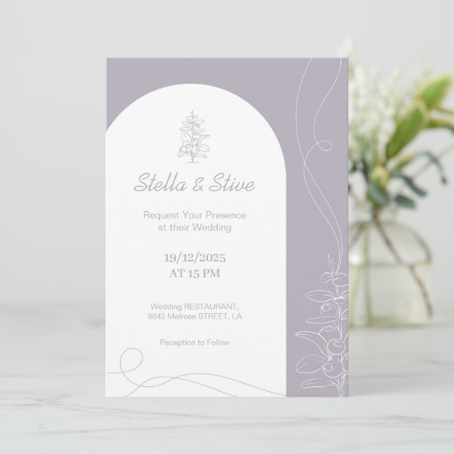 Light Colour hand drawn minimal Wedding Invitation (Standing Front)