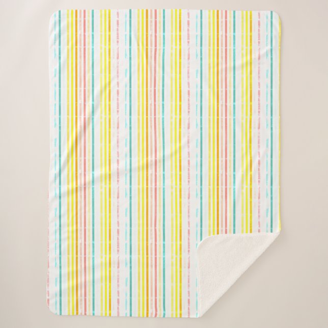 Light Coloured Stripes Design  Sherpa Blanket (Front)