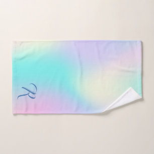 Light colours holographic background bath towel set