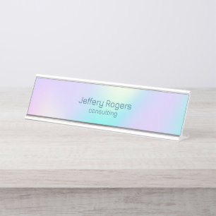 Light colours holographic background desk name plate