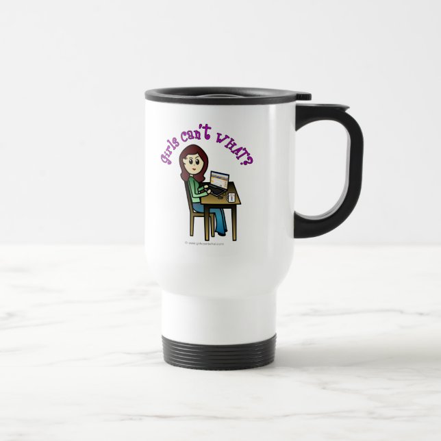 Light Computer Girl Travel Mug (Right)