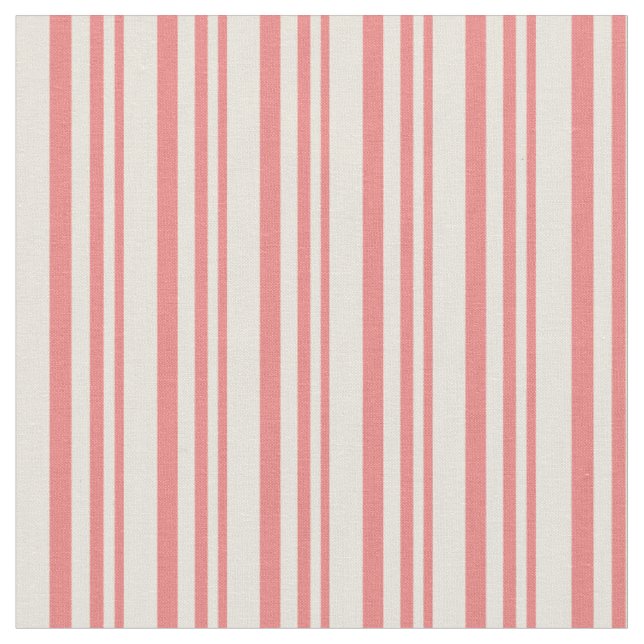 Light Coral and Beige Stripes Fabric (Close Up)