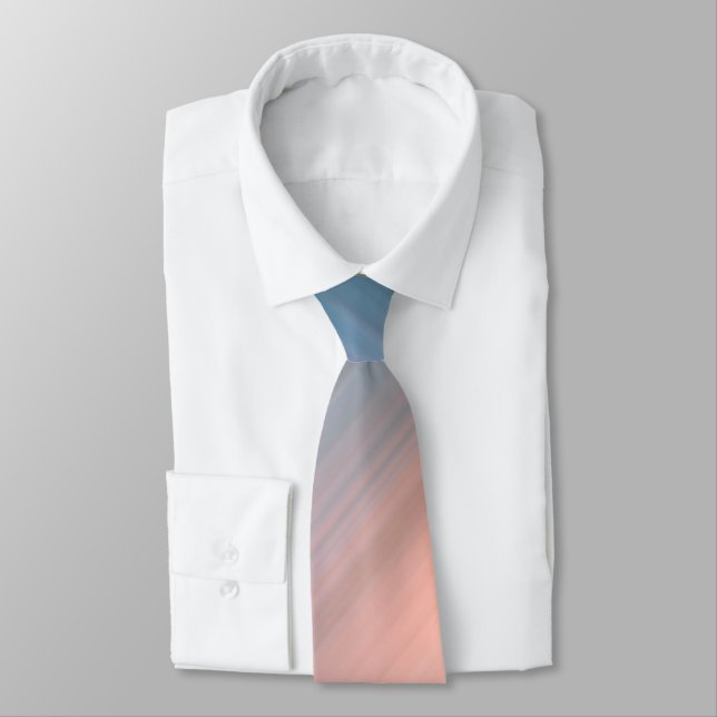 Light Coral and Grey Blue Stripes Tie (Tied)