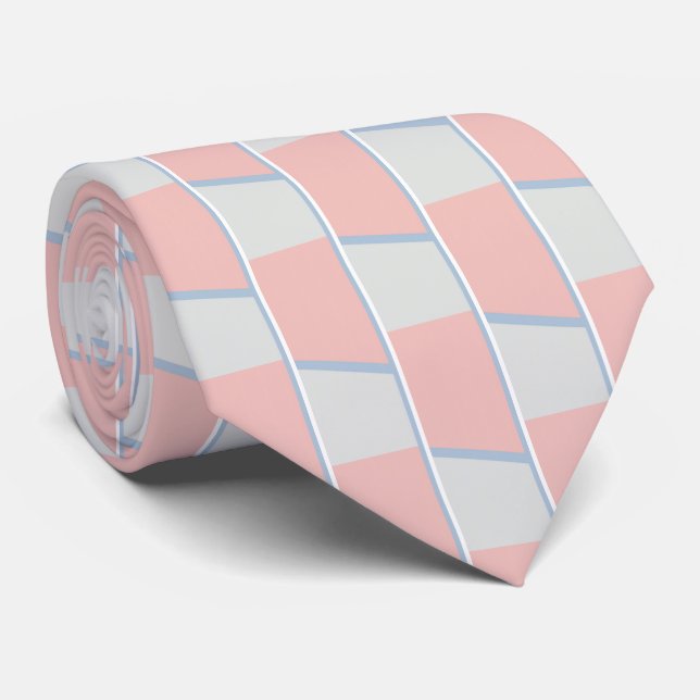 Light Coral and Grey Blue Stripes Tie (Rolled)
