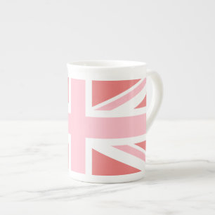 Light Coral and Pink Union Jack Bone China Mug