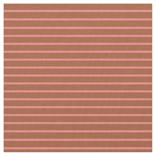 Light Coral and Sienna Coloured Pattern of Stripes Fabric (Close Up)