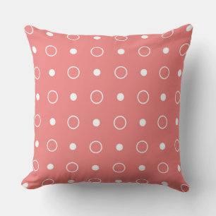 Light coral and white dots throw pillow