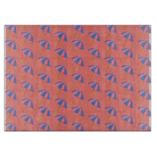 Light Coral Beach Umbrella Glass Cutting Board