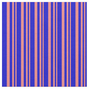Light Coral & Blue Coloured Lines Fabric