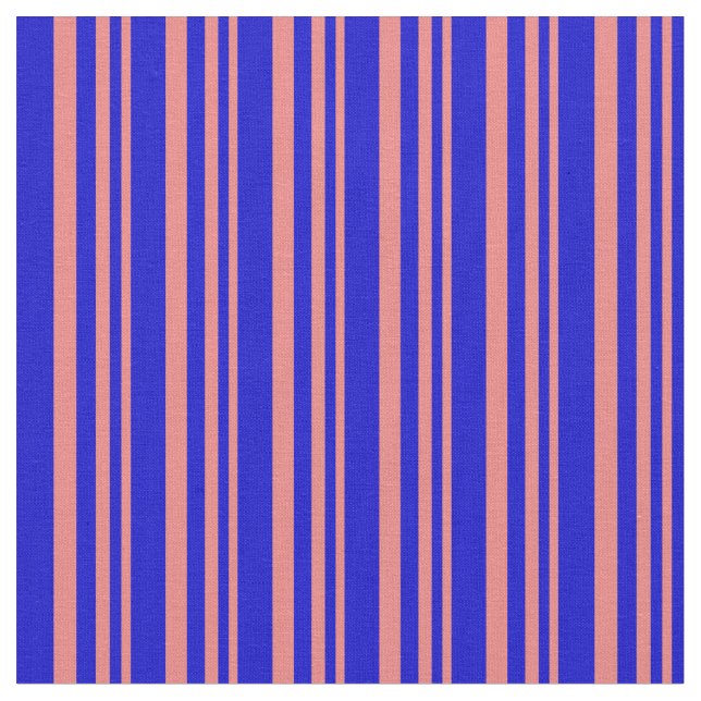 Light Coral & Blue Coloured Lines Fabric (Close Up)