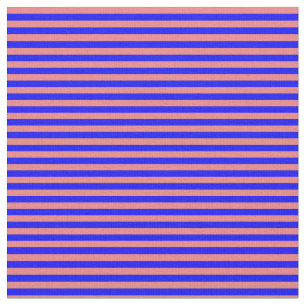 Light Coral & Blue Coloured Striped Pattern Fabric