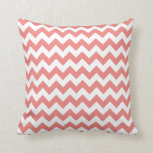 Light Coral Chevron Stripes Throw Pillow