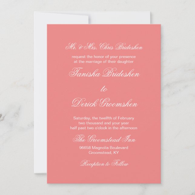 Light Coral Classic Full Colour Invitation (Front)