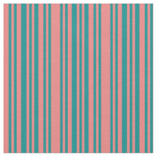Light Coral & Dark Cyan Striped/Lined Pattern Fabric