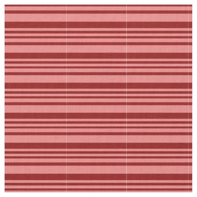 Light Coral & Dark Red Coloured Stripes Fabric (Close Up)