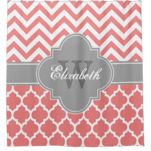 Light Coral Dk Grey Wht Moroccan #5 Chevron 1IQRN