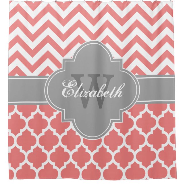 Light Coral Dk Grey Wht Moroccan #5 Chevron 1IQRN (Front)