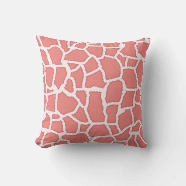 Light Coral Giraffe Animal Print Throw Pillow (Front)