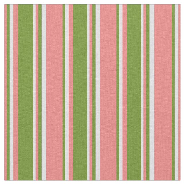 Light Coral, Green & Lavender Coloured Pattern Fabric (Close Up)