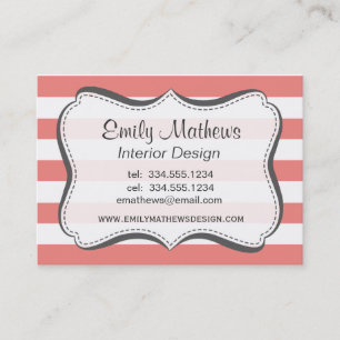 Light Coral Horizontal Stripes Business Card