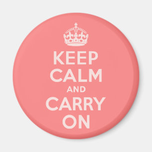 Light Coral Keep Calm and Carry On Magnet