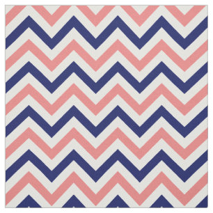 Light Coral, Navy, White LG Chevron ZigZag Sz6 Fabric