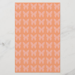 Light Coral Orange Background Butterfly Patterns