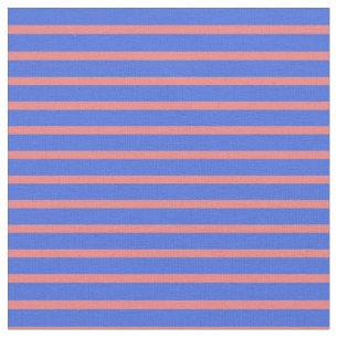 Light Coral & Royal Blue Lined/Striped Pattern Fabric