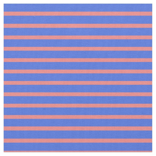 Light Coral & Royal Blue Lined/Striped Pattern Fabric (Close Up)