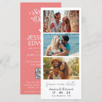 Light Coral Save The Date Photo Booth Qr Code