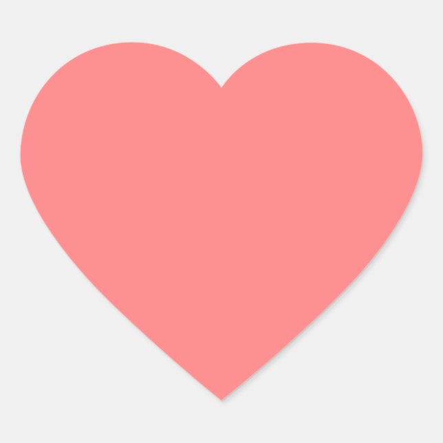Light Coral Solid Colour Heart Sticker (Front)