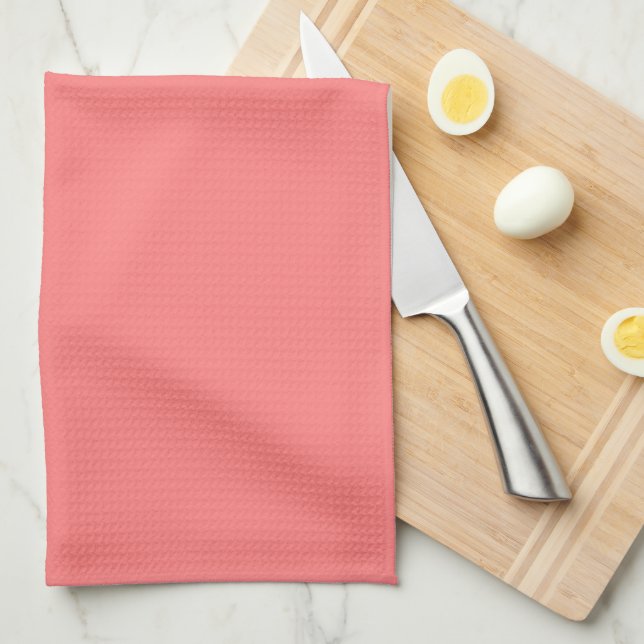 Light Coral Solid Colour Kitchen Towel (Quarter Fold)