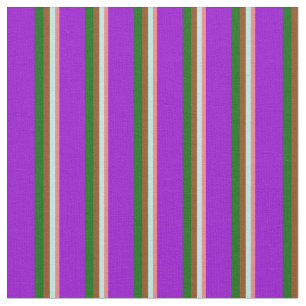 Light Coral, Turquoise, Brown, Green & Dark Violet Fabric