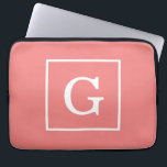 Light Coral White Framed Initial Monogram Laptop Sleeve<br><div class="desc">Light Coral and White Framed Initial Monogram A stylish solid background with a white framed area for your monogram, name or other text. You can also change the text font, change the font size and colour, move the text, etc. If you would like this design in other colours, just drop...</div>