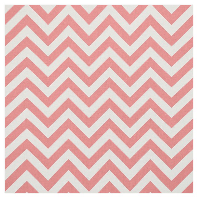 Light Coral White LG Chevron ZigZag Pattern 12I Fabric (Swatch)