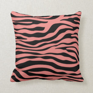 Light Coral Zebra Stripes Animal Print Throw Pillow